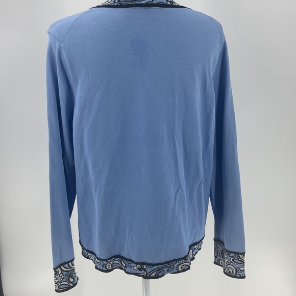 Essential G blue zip front rayon blend knit cardigan style jacket 1X - Picture 10 of 11